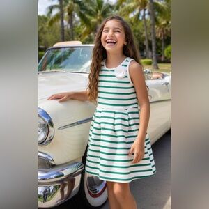 Striped Green and White Kids Dress Janie and Jack